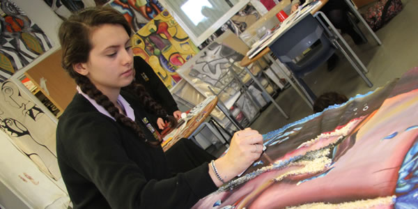 Art student working on coursework